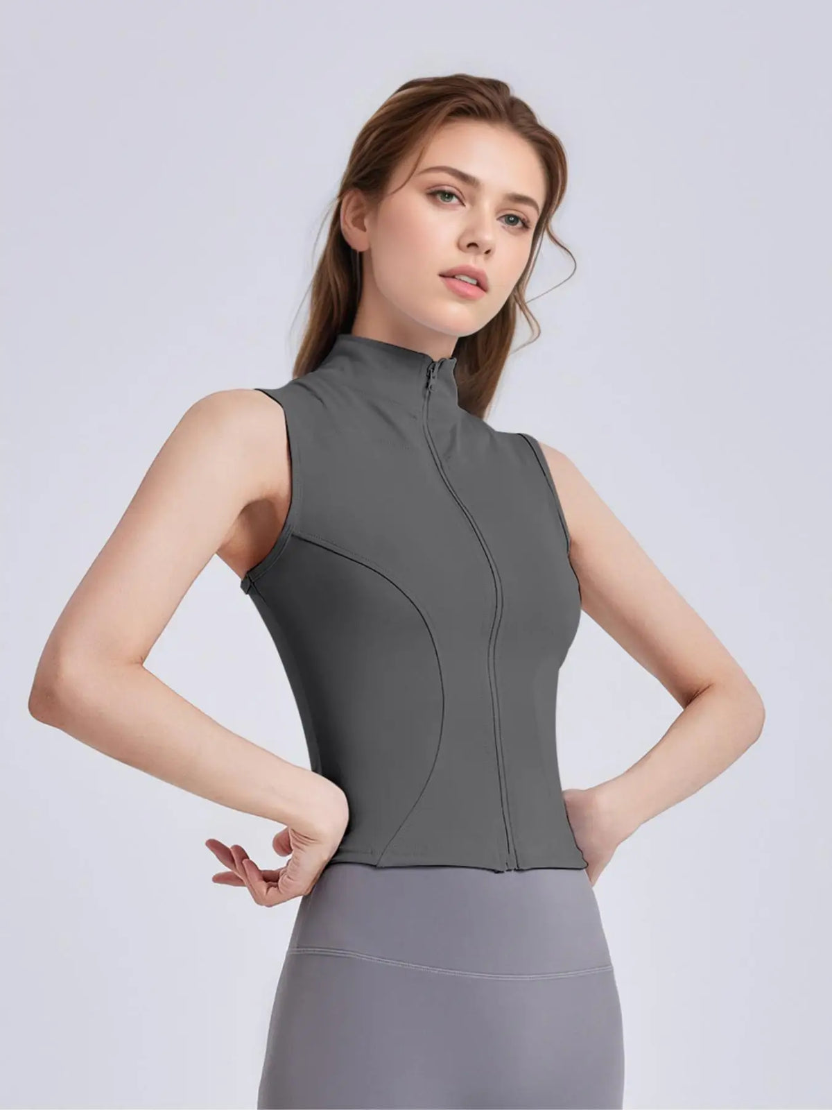 Core Sleeveless Zip Top