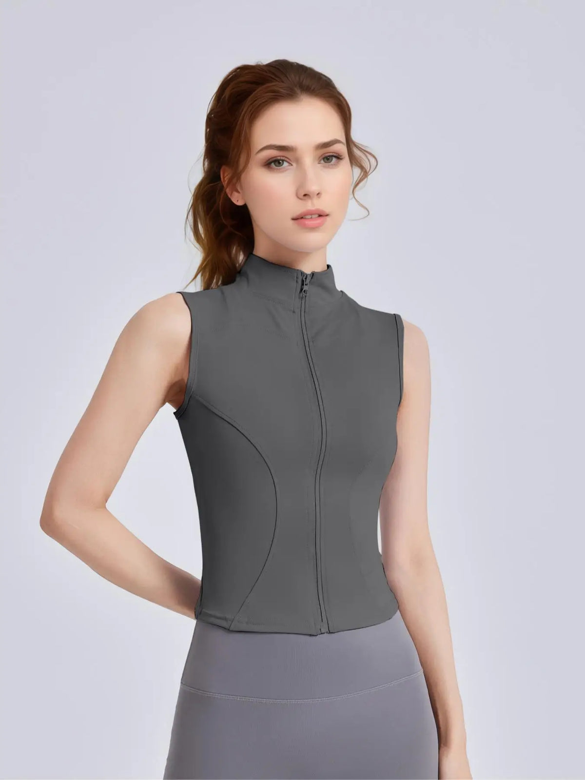 Core Sleeveless Zip Top
