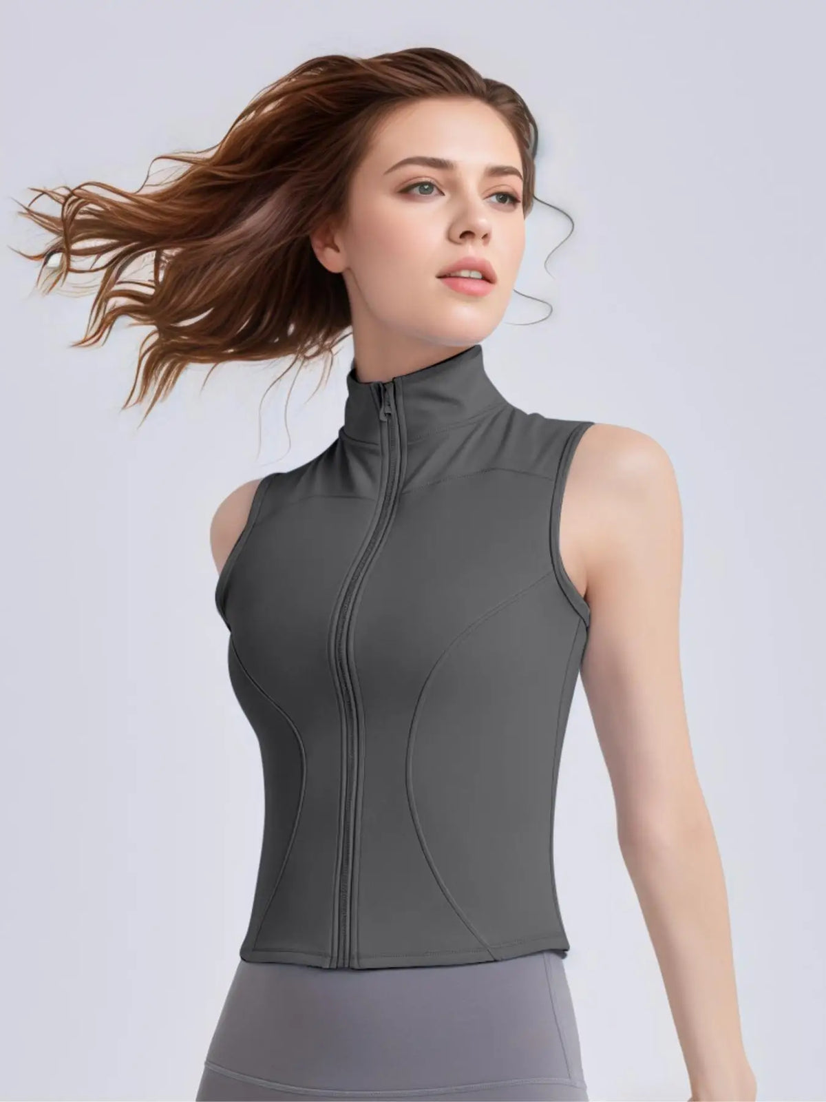 Core Sleeveless Zip Top