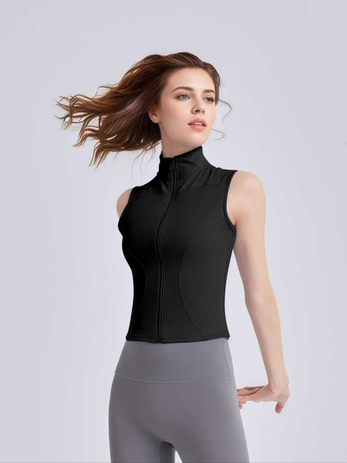 Core Sleeveless Zip Top